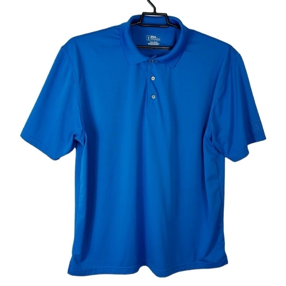 PGA‎ Tour Golf Performance Wear Pique Polo Men's XXL Blue EUC Short Sleeve